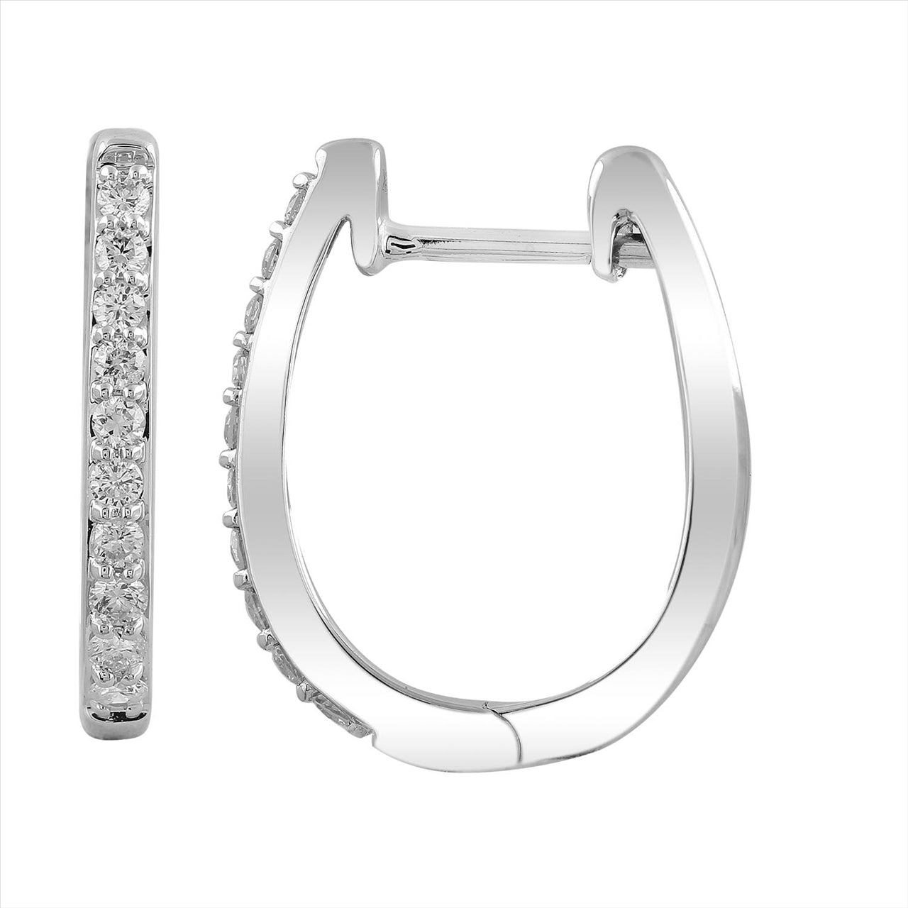 9k White Gold Diamond Huggie Earrings