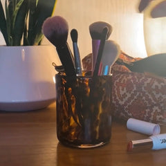 candle jar makeup brush holder