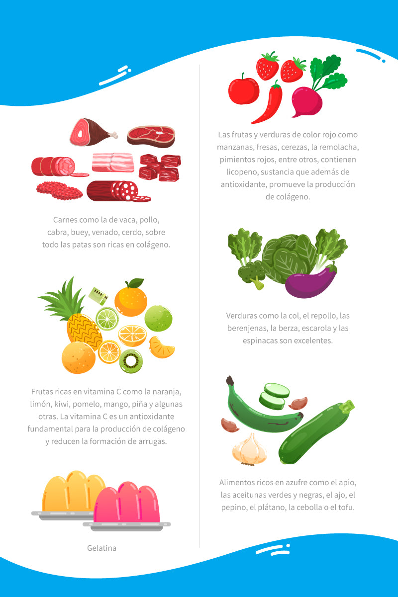Ingiere alimentos que promuevan la producción de colágeno y elastina