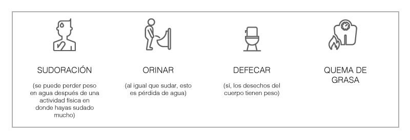 Por ejemplo, la pérdida de peso puede provenir de cualquiera de las siguientes funciones corporales: