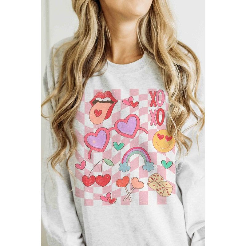 Checkered Valentine Vibes Graphic Sweatshirt