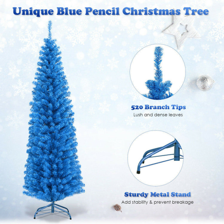 Chairliving 6 Feet Unlit Artificial Christmas Halloween Pencil Tree with Metal Stand