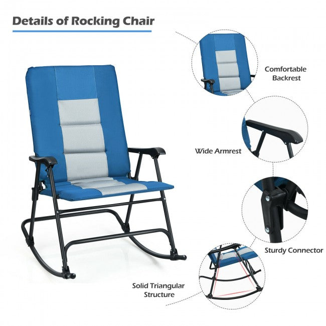 Products Outdoor Foldable Padded Camping Chair Portable Rocking Chair with Armrest