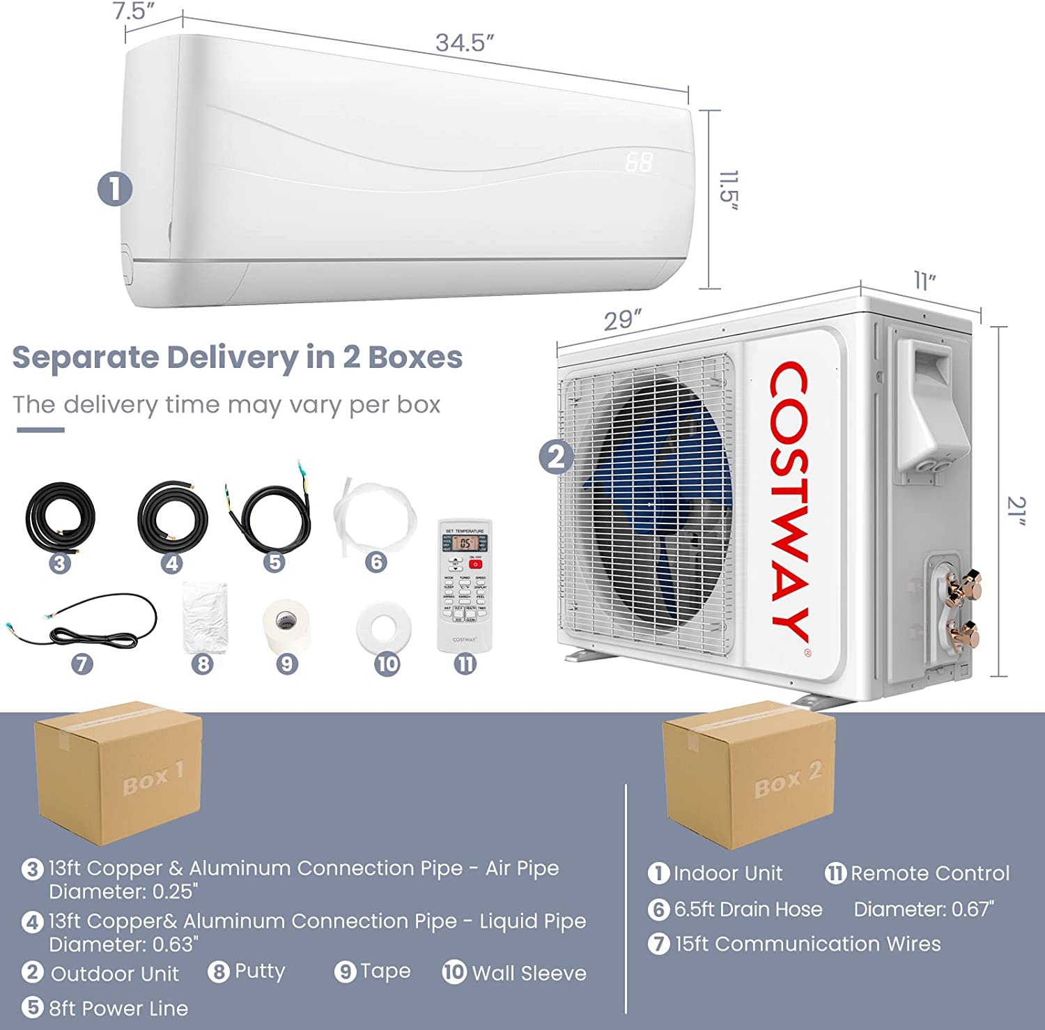 12000 BTU Wall-Mounted Ductless Air Conditioner 17 SEER 115V Mini-Split Inverter AC Unit with Heat Pump and Installation Kit