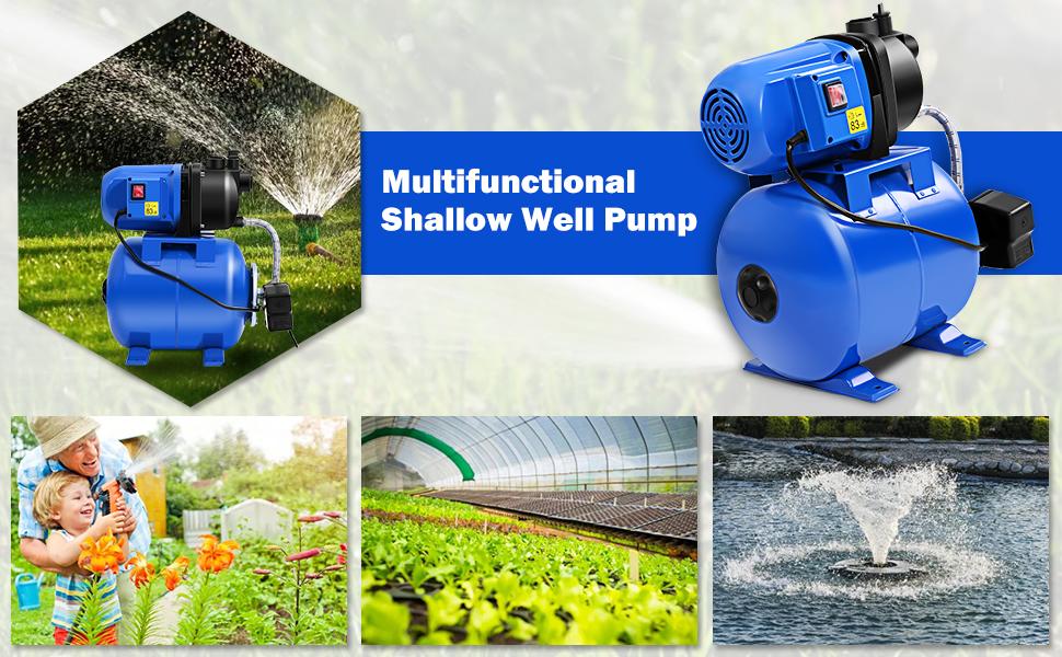 1200W 1.6HP Garden Water Pump Shallow Well Tank Pressurized Home Irrigation