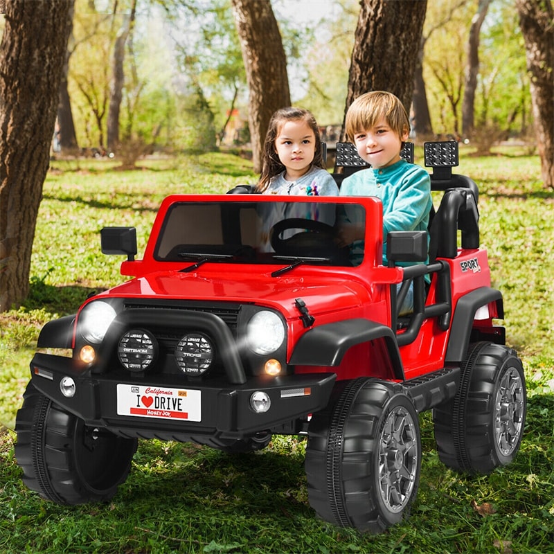 12V  2-Seater Kids Ride on Truck Car Powered Electric Vehicle Toy With Parent Remote Control & LED Lights