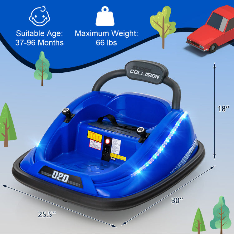 12V Kids Ride-on Bumper Car Toy Vehicle with Remote Control and Flashing Lights