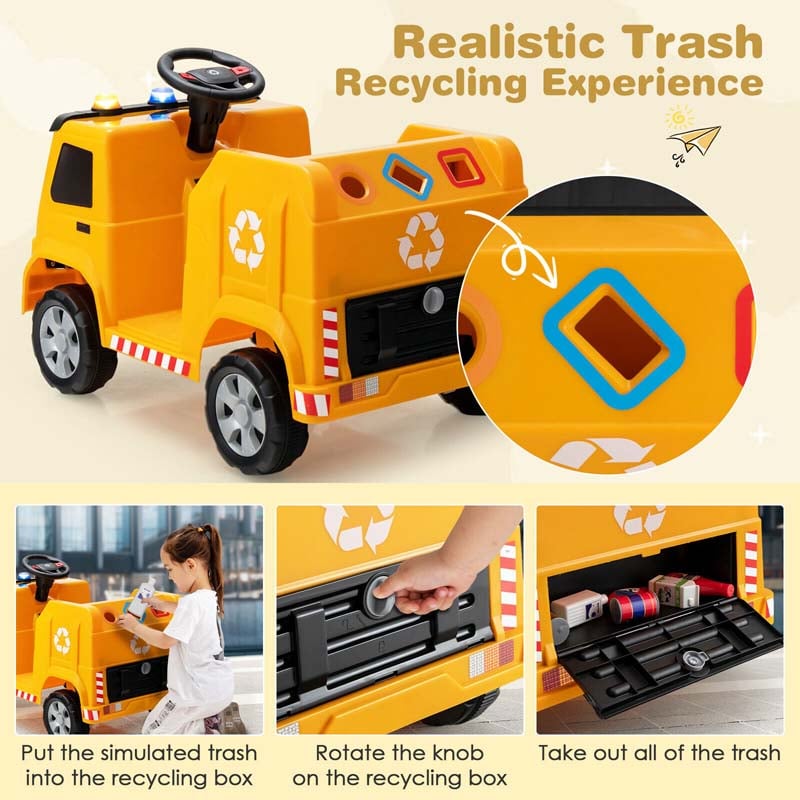 Chairliving 12V Kids Ride On Recycling Garbage Truck Toddler Electric RC Riding Toy Car with Recycling Accessories