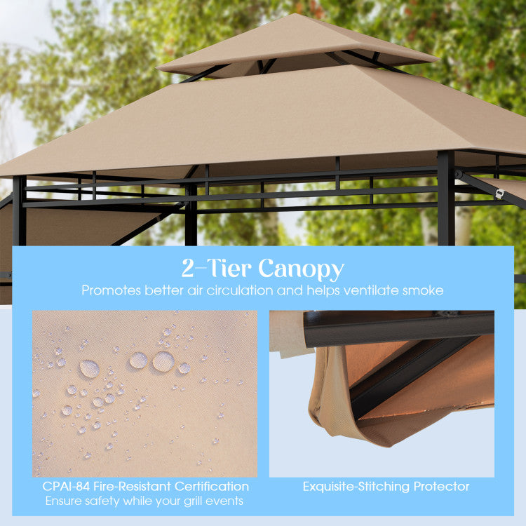 Chairliving 13.5 x 4 Feet Outdoor Grill Gazebo Patio Double Tier BBQ Canopy Shelter with Dual Side Awnings