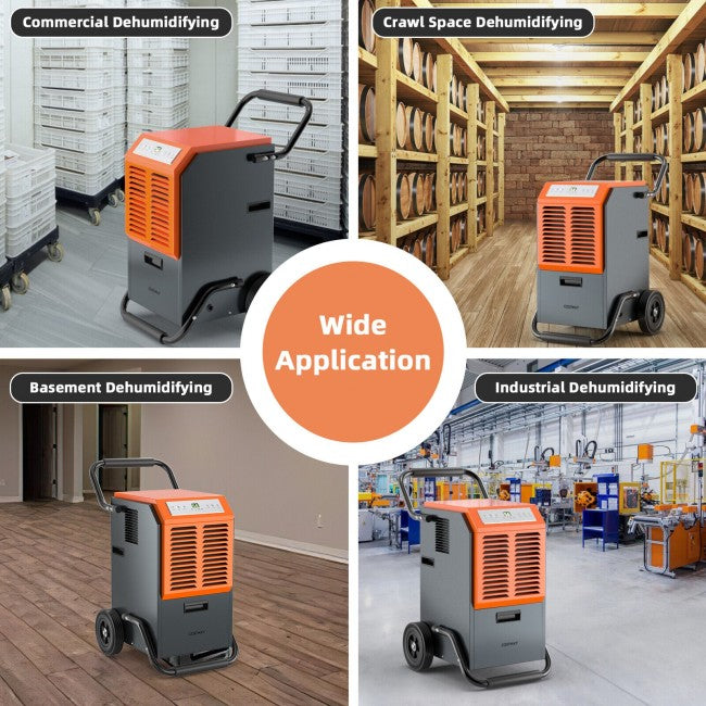 140 PPD Portable Commercial Grade Dehumidifier Industrial Dehumidifier with Handles and Wheels for Warehouse