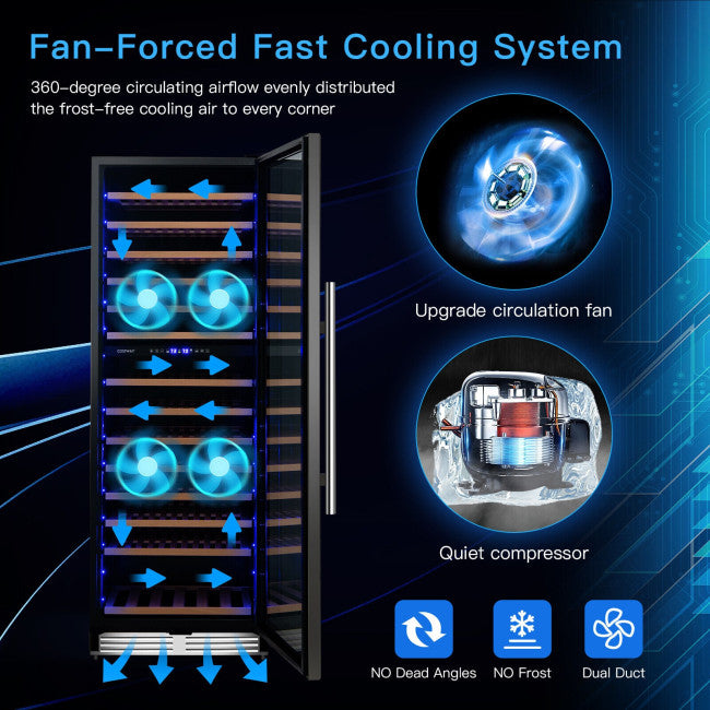 154-Bottle Freestanding Wine Cooler Refrigerator 23.5 Inch Dual Zone Beverage Cellar with Temperature Memory Function