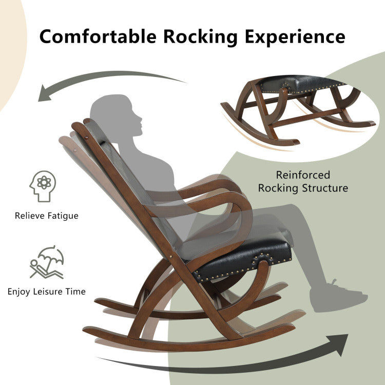 Chairliving Single Rocking Chair Modern PU Leather Rocker with PU Cushion