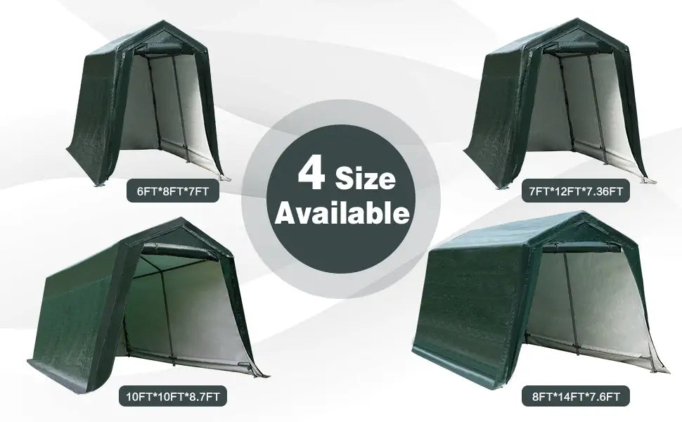 chairliving 6 x 8 Feet Outdoor Carport Shed Patio Storage Shelter with Metal Frame and Waterproof Ripstop Cover for Motorcycle and ATV Car