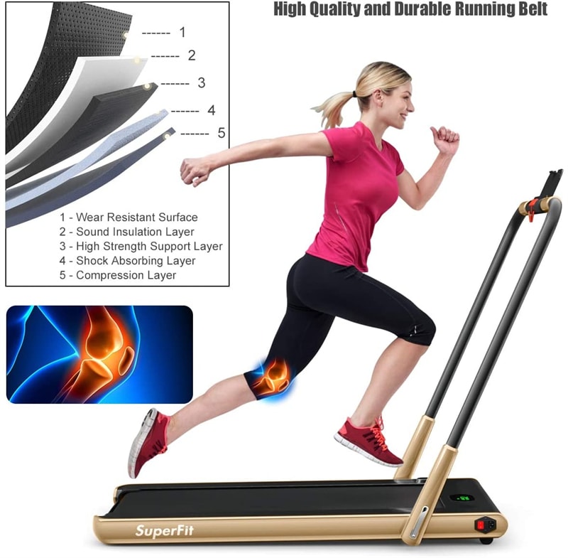 2-in-1 Folding Treadmill Electric Under Desk Treadmill Installation-Free with LED Display