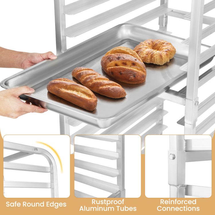 20-tier Kitchen Bun Pan Sheet Rack Aluminum Speed Rack Commercial  Bakery Cooling Rack with Lockable Rubber Wheels for Restaurant