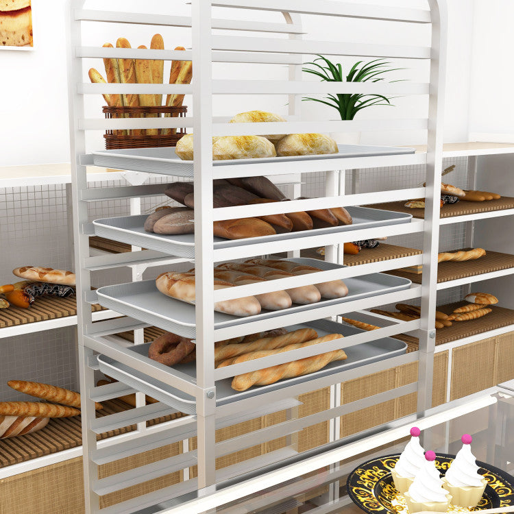 20-tier Kitchen Bun Pan Sheet Rack Aluminum Speed Rack Commercial  Bakery Cooling Rack with Lockable Rubber Wheels for Restaurant