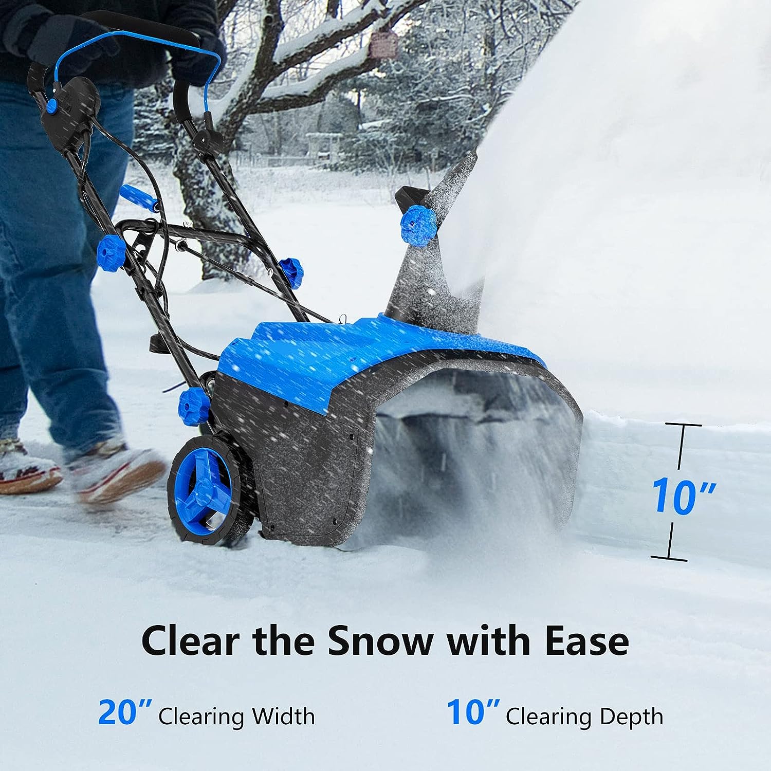 20 Inch Snow Blower 120V 15A Electric Snow Thrower with 180° Rotatable Chute and Ergonomic Handle for Yard Driveway