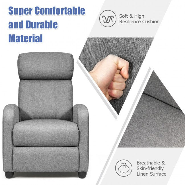 Single Recliner Chair Wingback Chair Home Theater Seating with Massage Function & Side Pocket