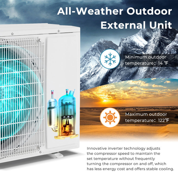 22000 BTU Split Air Conditioner and Heater 21 SEER2 208-230V Mini Wall-Mounted AC Unit with Remote Control and Installation Kit