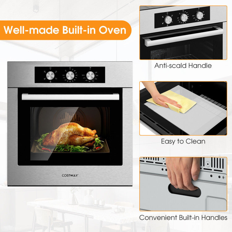 24 inch Single Wall Oven 2300W Stainless Steel Electric Built-in Wall Oven