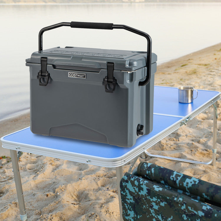 Chairliving 25 QT Portable Hard Cooler Heavy-Duty Rotomolded Cooler Insulated Ice Chest Box with Built-in Cup Holders and Aluminum Handle for Camping Fishing