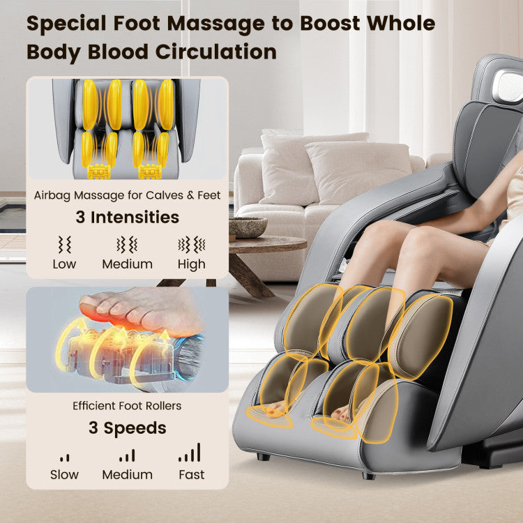 27-Full Body Massage Chair Zero Gravity SL Track Massaging Recliner with Airbags Heating and Foot Rollers