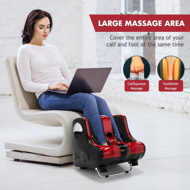 Shiatsu Foot Calf Leg Massager with Kneading Rolling Vibration Heating for Stress Relief Tired Feet