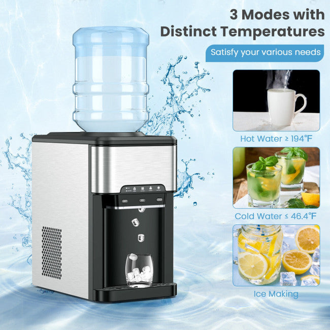 3-in-1 Water Cooler Dispenser with 3 Temperatures Setting and Built-in Ice Maker, Child-safe Lock