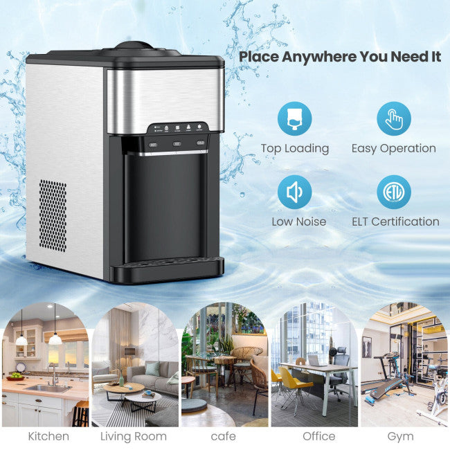 3-in-1 Water Cooler Dispenser with 3 Temperatures Setting and Built-in Ice Maker, Child-safe Lock