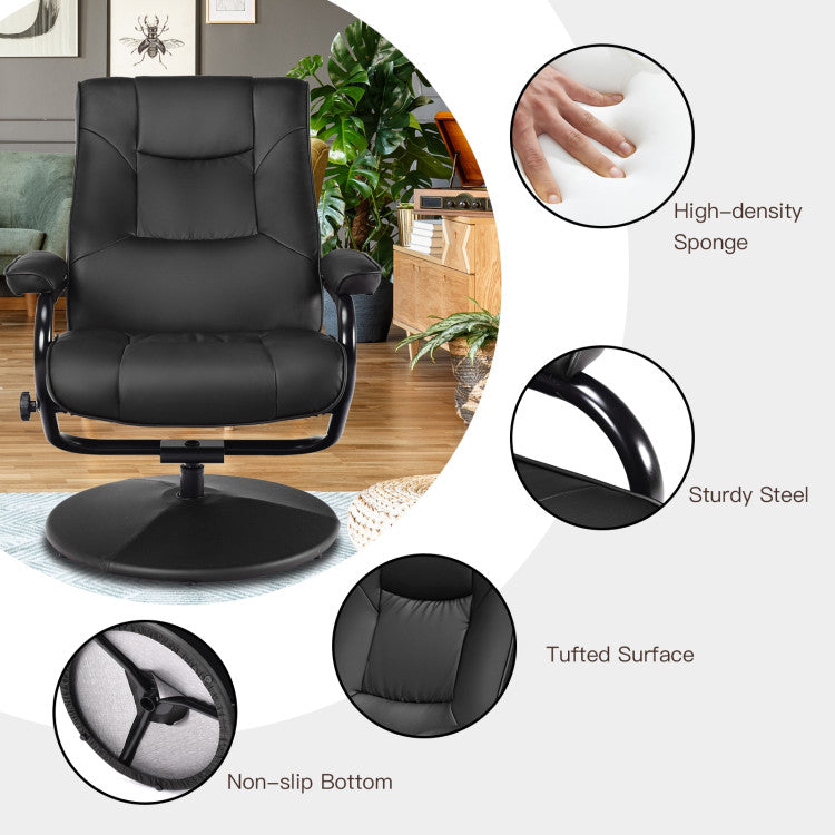 360 Degree Swivel PU Leather Recliner Leisure Lounge Armchair TV Chair