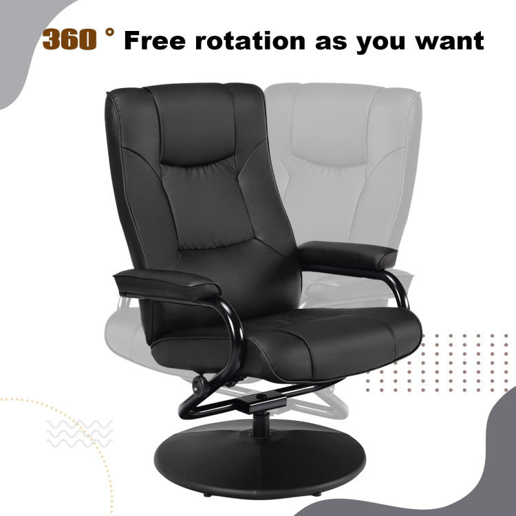 360 Degree Swivel PU Leather Recliner Leisure Lounge Armchair TV Chair