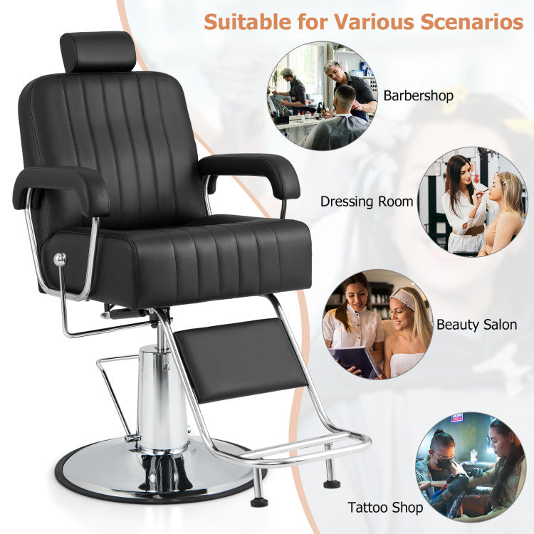 360 Degrees Swivel Salon Chair Heavy Duty Hydraulic Recline Barber Chairs with Adjustable Headrest and Backrest