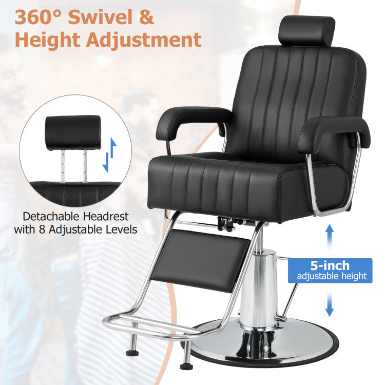 360 Degrees Swivel Salon Chair Heavy Duty Hydraulic Recline Barber Chairs with Adjustable Headrest and Backrest