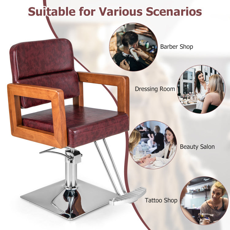 360° Swivel Artist Hand Salon Chair Hydraulic Barber Chair Hairstylist Chair with Adjustable Headrest and Seat Height
