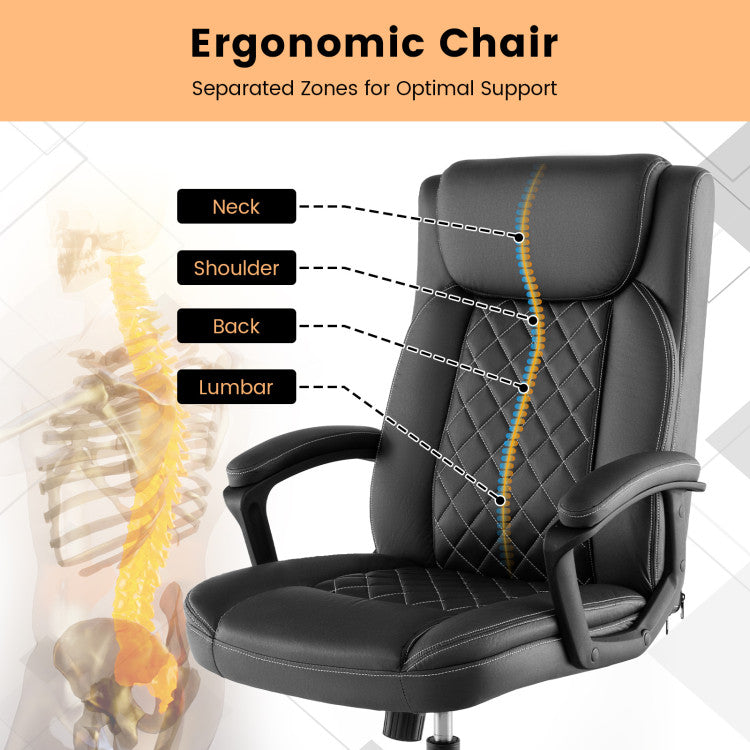 360° Swivel Executive Office Chair High Back Computer Desk Chair Managerial Chair with Padded Armrests and Thick Headrest Cushion