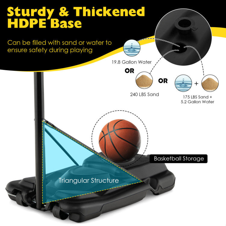 4.25-10FT 12-Level Adjustable Basketball Goal Portable Basketball Hoop