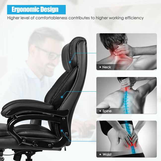 400lbs Big and Tall Office Chair Ergonomic Executive Massage Chair with Wide Seat and Lumbar Support