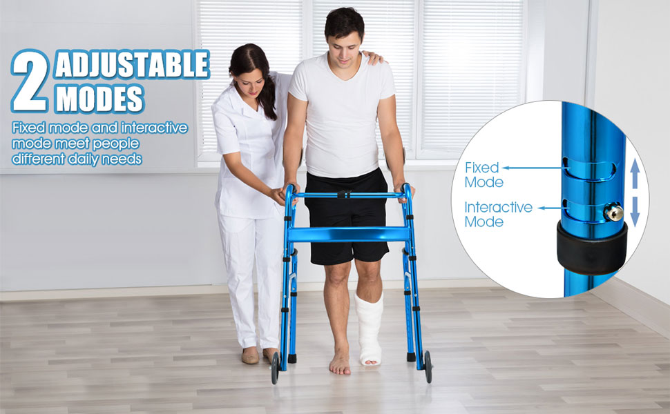 440LBS Heavy-Duty Folding Walker Adjustable H-shaped Walking Helper Portable Medical Walker