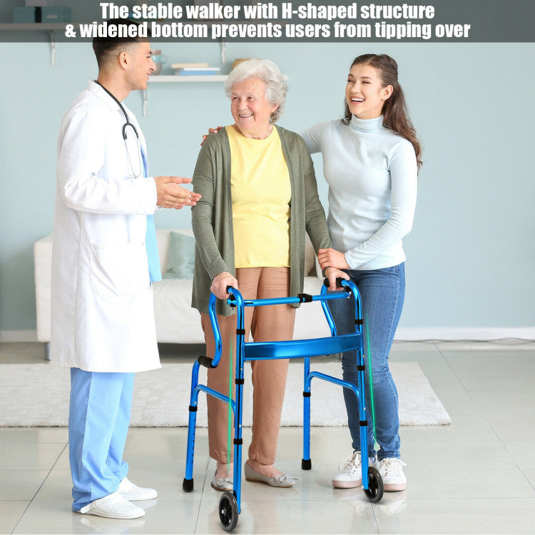 440LBS Heavy-Duty Folding Walker Adjustable H-shaped Walking Helper Portable Medical Walker