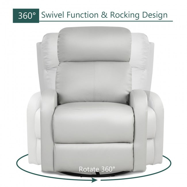 Single Recliner Chair Swivel Rocker Sofa Home Theater Seating with Padded Seat Backrest and Footrest