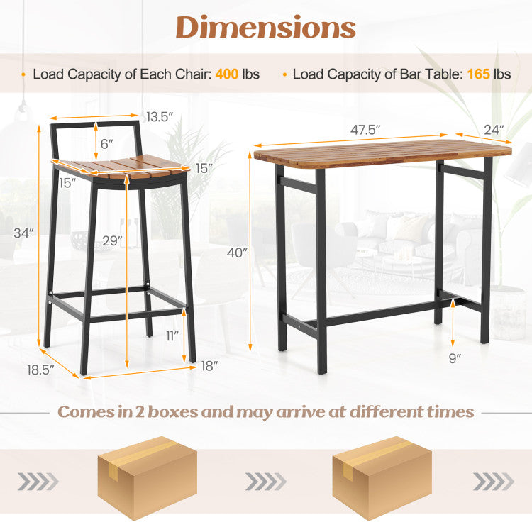 5-Piece-Outdoor-Acacia-Wood-Bar-Height-Table-Set-Patio-Furniture-Bistro-Set-with-Adjustable-Foot-Pads-and-Footrest