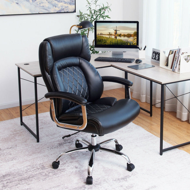 500LBS Big and Tall Office Chair Height Adjustable Executive Chair with Padded Armrest and Rocking Backrest