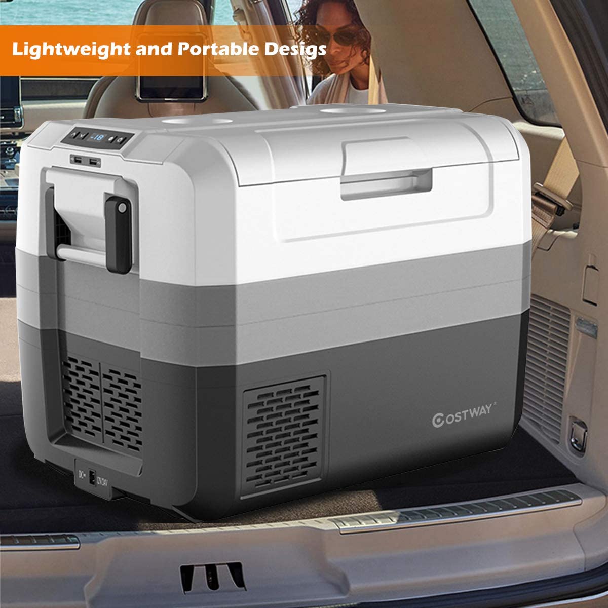 Chairliving 58 Quart Portable Car Refrigerator Electric Camping Car Cooler Fridge Compact RV Freezer with Two-Way Open Door and Operating Panel
