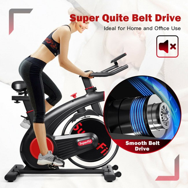 Indoor Stationary Exercise Cycling Bike Silent Belt with Heart Rate Monitor & 20lbs Steel Flywheel