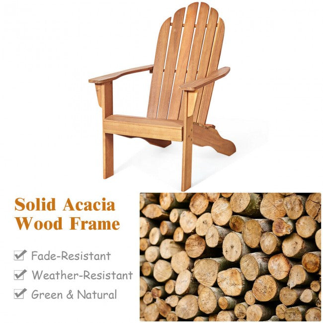 Adirondack Chair Outdoor Wooden Lounge Chair Armchair with Ergonomic Design for Patio Garden Poolside