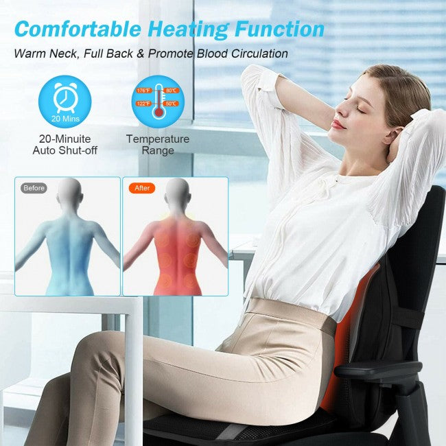 Shiatsu Neck & Back Massager Full Body Kneading or Rolling Massage with Heat & Adjustable Compression
