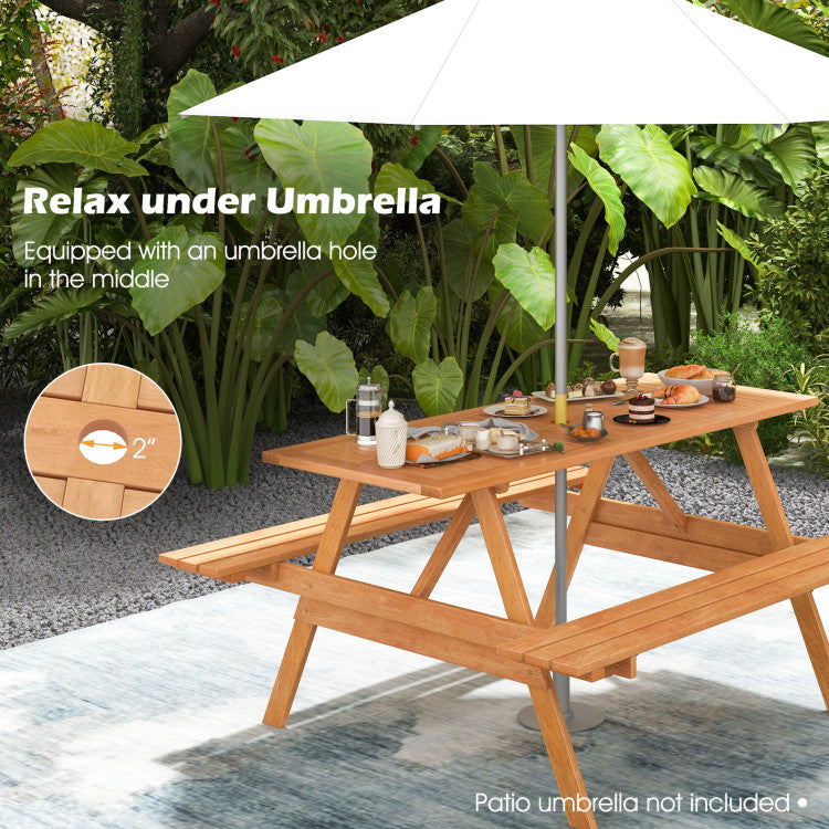 6-Person-Outdoor-Hardwood-Picnic-Table-Set-with-2-Built-in-Benches-and-Umbrella-Hole