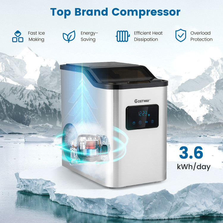 60LBS 24H Countertop Nugget Ice Maker Portable Pebble Ice Machine