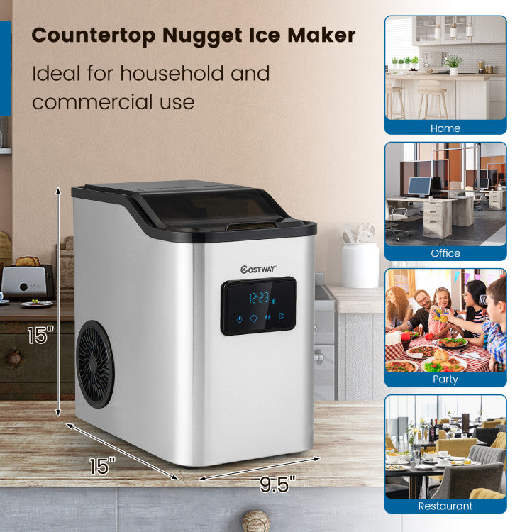 60LBS 24H Countertop Nugget Ice Maker Portable Pebble Ice Machine