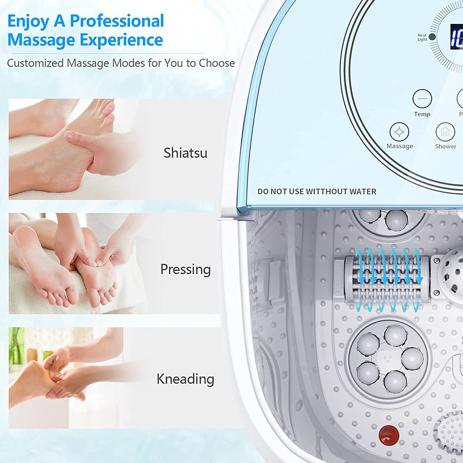 Shiatsu Foot Spa Bath Massager with Motorized Rollers and Heat Electric Foot Soaker for Feet Stress Relief